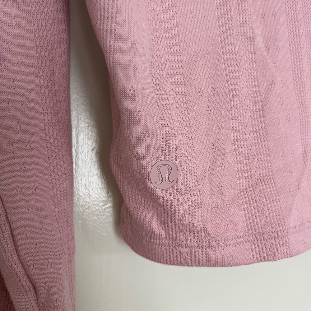 lululemon pointelle cotton cropped button shirt cardigan - Picture 5 of 5